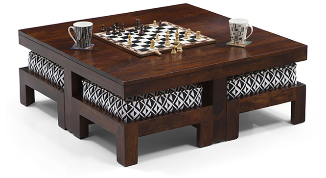 Tribal Coffee Table Set(Walnut Black&White)